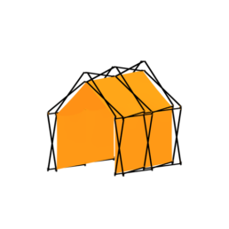 transparant picture of an unfolded Arko400 structure with orange inner membrane