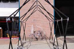 black pop up structure sustainable