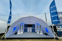 White Fastival stage with white inner membrane and backdrop