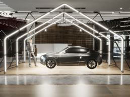 Showroom for car with design structure with light effects