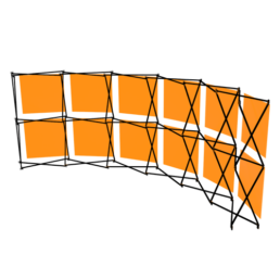 Luno Open gebogen structuur met externe banners