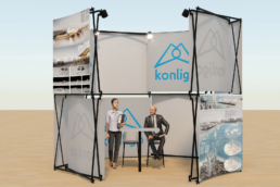 Exhibition or Fair stand with panels and lighting